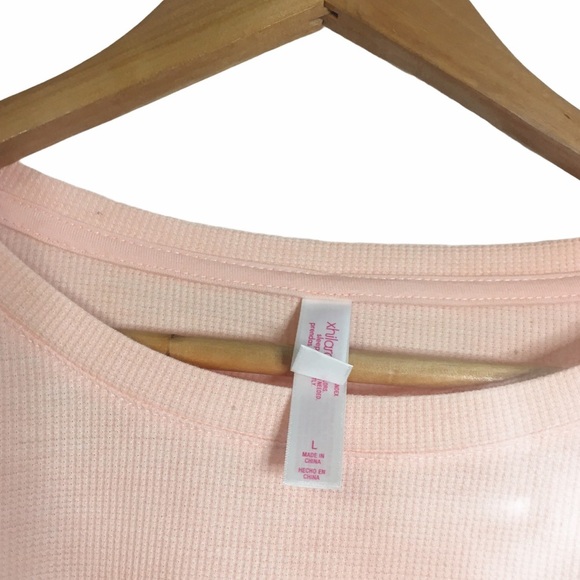 Xhilaration Bell Sleeve Waffle Knit Peach Sleep Top Sleepwear Pajama Large L - Picture 4 of 9